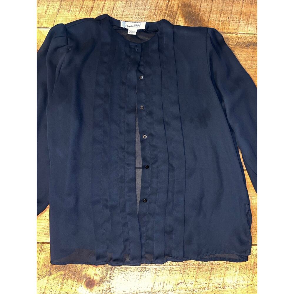 Womens Diane von Furstenberg Black Long Sleeve Soft Button Down‎ Blouse Size 12